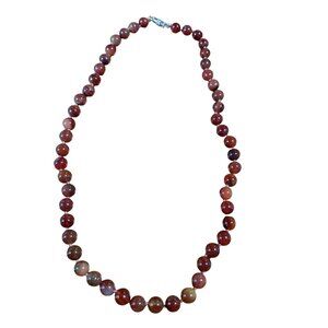 Carnelian agate necklace barrel clasp beautiful coloration